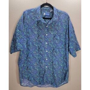 Stockton Vintage Paisley Short Sleeve Button Up Shirt Blue Green USA Made...